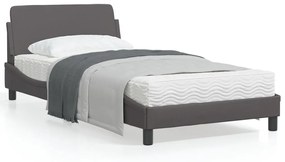 vidaXL Estrutura cama c/ cabeceira 100x200cm couro artificial cinzento