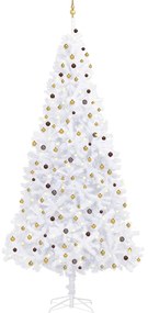 vidaXL Árvore Natal artificial pré-iluminada c/bolas/LEDs 300cm branco