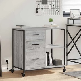 vidaXL Armário de Escritório com roda Sonoma cinzento 76 x 41 x 72 cm