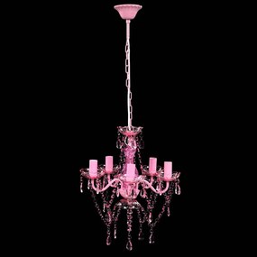Lustre rosa com 5 bulbos