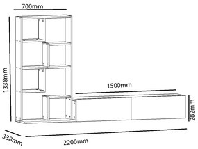 Móvel TV Bare – Branco – 220x133,8x33,8 cm