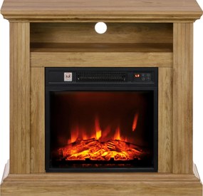 Lareira Elétrica com Manto, 81,5 x 30 x 76,2 cm, Efeito de Chamas 3D, Castanho