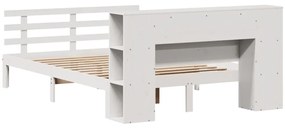 Cama com estante sem colchão 150x200 cm pinho maciço branco