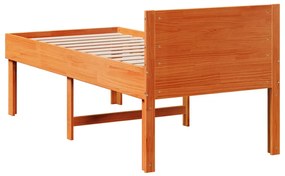 Cama sem colchão 80x200 cm pinho maciço castanho-mel