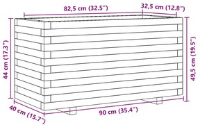 Vaso/floreira de jardim 90x40x49,5 cm pinho maciço castanho mel