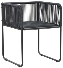 7 pcs conjunto de jantar para jardim preto