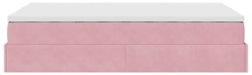 Estrutura de cama otomana com colchão 120x200 cm veludo rosa