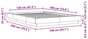Estrutura cama 120x190 cm derivados de madeira cinzento sonoma