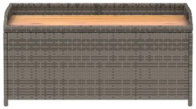 Banco de arrumação 100x50x52 cm vime PE e madeira acácia cinza