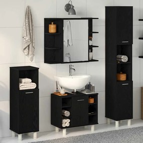 vidaXL Conjunto de Móveis para Banheiro 4 pcs Preto 30 x 30 x 179.5 cm