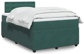 Cama boxspring com colchão 120x190 cm veludo verde-escuro