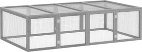 PawHut Abrigo para pequenos animais, recinto ao ar livre, recinto de exercício, gaiola com porta, abrigo para porquinhos-da-índia, recinto de passeio, casa para pequenos animais em madeira de abeto, 181 x 100 x 48 cm, Cinza | Aosom Portugal