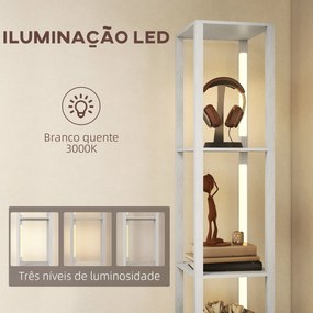 Candeeiro de Pé Moderno com Prateleiras Abertas Gaveta de Tecido e Interruptor de Pé 43,5x26,5x169 cm Branco