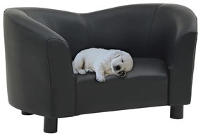 vidaXL Sofá para cães 67x41x39 cm couro artificial preto
