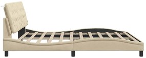 Estrutura de cama sem colchão 200x200 cm tecido cor creme