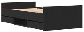 Cama vidaXL sem Colchão Carvalho Preto 90x190 cm Madeira de Engenharia