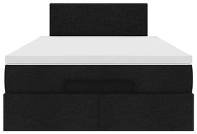 Cama otomana com colchão &amp; LEDs 120x190 cm tecido preto