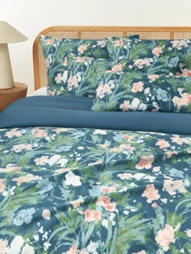Capa de edredão em cetim de algodão com padrão floral Anthea