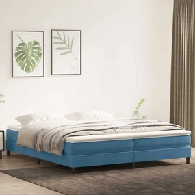 vidaXL Cama com molas/colchão 180x210 cm veludo azul-escuro