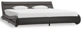 Estrutura de cama com LED 180x200 cm couro artificial cinzento