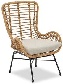 Poltrona de Jardim JAVA – 66x75x98 cm – Estrutura em Metal Preto, Ratá