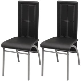vidaXL Cadeiras de jantar 2 pcs couro artificial preto