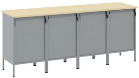 Conjunto de Mobiliário de Trabalho de 4 Peças em Preto e Cinza de Made