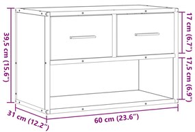 Móvel p/ TV 60x31x39,5 cm deriv. madeira/metal cinzento sonoma