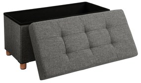 Banco de armazenamento acolchoado e dobrável, com tampa e pés em madeira. | SONGMICS | 76 x 38 x 38 cm | cinzento escuro | LSF16GYZ.