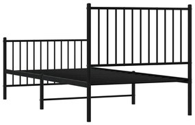 Estrutura de cama com cabeceira e pés 90x190 cm metal preto