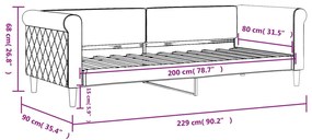 Sofá-cama 80x200 cm veludo rosa