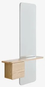 Consola De Entrada 80x120 Cm Em Mdf Com Espelho Varna Natural - Sklum