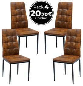 Pack 4 Cadeiras Lan Couro Sintético - Marrom Vintage