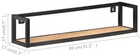 Prateleiras de parede 2 pcs 80 cm madeira de mangueira áspera