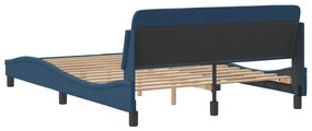 Estrutura cama c/ cabeceira sem colchão 140x200 cm tecido azul