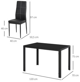 HOMCOM Conjunto de Refeição Mesa e 4 Cadeiras Conjunto de 5 Peças de M