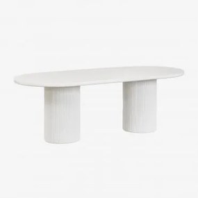 Mesa De Jantar Oval 220x100 Cm Em Concreto Velia Branco - Sklum