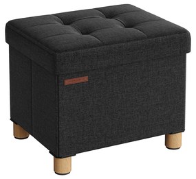 Banco dobrável 32 x 40 x 33,5 cm com espaço de arrumação, preto