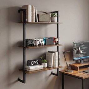 Prateleira suspensa 53 x 23 x 90 cm de 3 níveis para parede, pronta a montar, para cozinha, balcão de café, arrumação suspensa para sala, escritório e