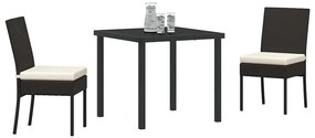 Conjunto de Jantar Jardim 3 Peças em Rattan Sintético Preto