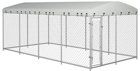 Canil de exterior com telhado 7,6x3,8x2,3 m