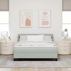 Cama box com colchão vidaXL Cinza claro 160x200 cm Veludo