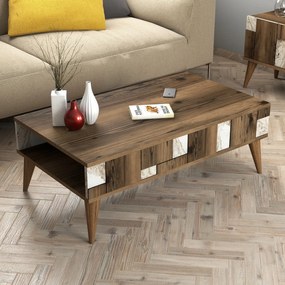 Mesa de Centro Madrid – Branco e Nogueira – 105x37,6x60 cm