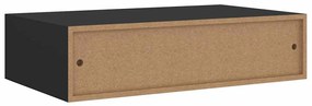 Prateleira de parede com gaveta MDF 40x23,5x10 cm preto
