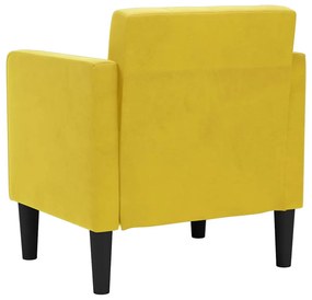 Poltrona com apoio de braços 53 cm veludo amarelo