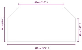 Placa de vidro para lareira hexagonal 120x60 cm