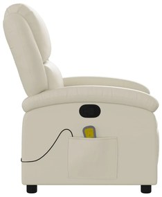 Poltrona de massagens reclinável couro artificial cor creme