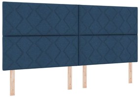 Cabeceira Azul 200 cm com Design de Blocos de Diamante em Tecido