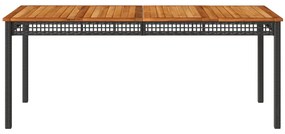 Mesa de jardim 180x90x75 cm vime PE e madeira de acácia preto