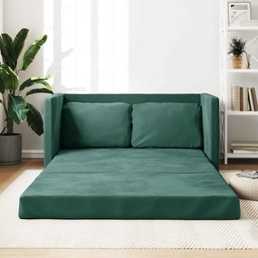 Sofá-cama sem pés 122x204x55 cm veludo verde-escuro